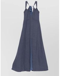 120% Lino - Linen Long Dress A Line V Neckline - Lyst