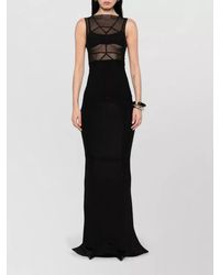 Rick Owens - Long Dress High Slit Sheer Panels Sleeveless - Lyst