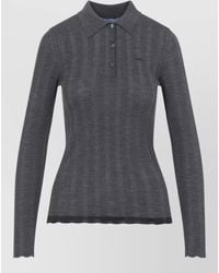 Prada - Fine-Knit Wool Polo Shirt - Lyst