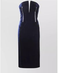 Tom Ford - Strapless Velvet Midi Dress With Structured Bodice - Lyst