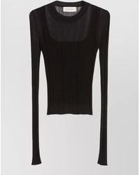 Sportmax - Ribbed Trompe Loeil Long Sleeve Knit Top - Lyst