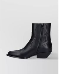 Celine - Pointed Toe Cuban Heel Ankle Boots With Embroidered Detail - Lyst