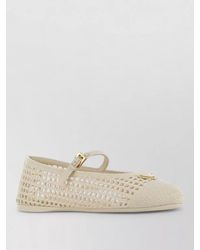 Prada - Crochet Ballerina Flats Mesh Buckle Detail - Lyst