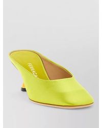 Ferragamo - Safi Satin Mules Square Toe Sculptural Heel - Lyst