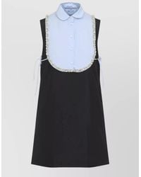 Prada - Silk Crystal Embellished Bib Collar Mini Dress - Lyst