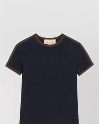 Valentino - Ribbed Crew Neck Cotton Short-Sleeve T-Shirt - Lyst