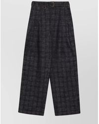 Burberry - Cotton Checked Wide-Leg Jeans - Lyst