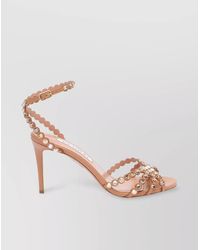 Aquazzura - Heeled Sandals With Diamonds And Ankle Strap - Lyst