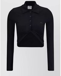 Courreges - Cotton Cropped Twist-Detail Polo Top - Lyst