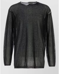 Yohji Yamamoto - Cotton Polyester Sweater Sheer Round Neck - Lyst