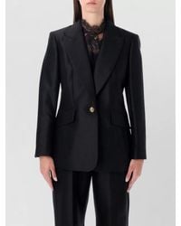 Zimmermann - Longline Wool Blend Tailored Peak Lapel Jacket - Lyst