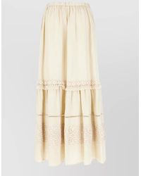 Weekend by Maxmara - Linen Skirt Tiered Design Lace Detail - Lyst
