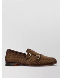 Santoni - Suede Monk Shoes Scacco Double Buckle - Lyst