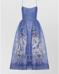 Zimmermann - Midi Dress Floral Pattern Lace Up - Lyst