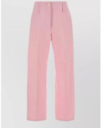 Patou - Cotton Straight Leg Trousers Belt Loops Pockets - Lyst
