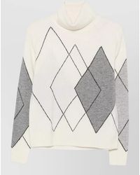 SEVENTY VENEZIA - Cashmere Wool Argyle Turtleneck Sweater - Lyst