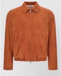 Brunello Cucinelli - Leather Elasticated Hem Bomber Jacket - Lyst