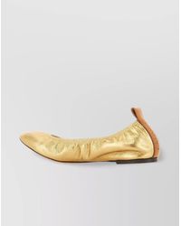 Lanvin - Metallic Leather Round Toe Ballerinas - Lyst