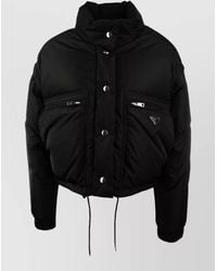 Prada - High Collar Jacket Zippered Pockets Hem - Lyst