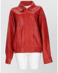 Alysi - Leather Bomber Jacket - Lyst