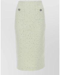 Self-Portrait - Midi Skirt Boucle Sequins Pockets Buttons Slit - Lyst