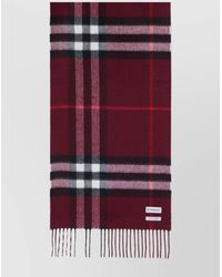 Burberry - Check Patterned Cashmere Scarf Fringed Edges - Lyst