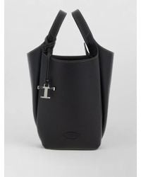 Tod's - T Mini Bucket Bag Pebbled Strap Handle - Lyst