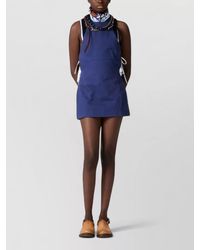 Miu Miu - Cotton Gabardine Sleeveless Halterneck Backless Mini Dress - Lyst