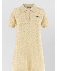Miu Miu - Cotton Openwork Mini Knitted Dress - Lyst