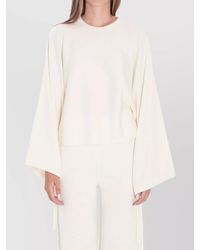 Max Mara - Fine-Knit Wool Cropped Loose-Fit Batwing-Sleeve Sweater - Lyst