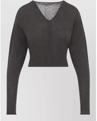 Rick Owens - Wool Fine-Knit Cropped V-Neck Sweatshirt - Lyst