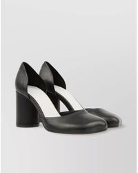 MM6 by Maison Martin Margiela - Leather Block Heel Pumps With Asymmetric Toe - Lyst