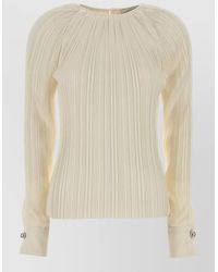 Lanvin - Pleated High-Neck Long-Sleeve Blouse - Lyst