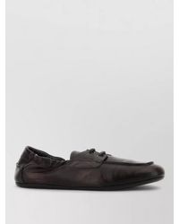 Prada - Leather Loafers Round Toe Rubber Sole - Lyst