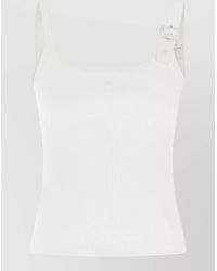 Courreges - Cotton Ribbed Sleeveless Square-Neck Tank Top - Lyst