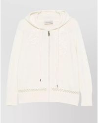 ERMANNO FIRENZE - Hoodie Drawstring Hood Floral Embroidery Trim - Lyst
