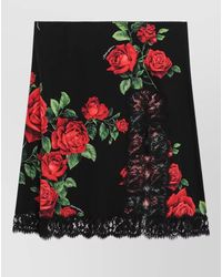Dolce & Gabbana - Silk Floral-Print Lace-Trim Midi Skirt - Lyst