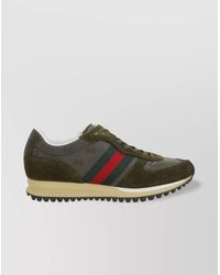 Gucci - Round Toe Suede Panels Rubber Sole Sneakers - Lyst
