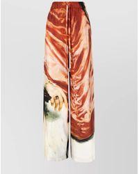 McQueen - Printed Silk Wide-Leg Trousers - Lyst