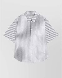 Ami Paris - Striped Short Sleeve Shirt Chest Pocket - Lyst