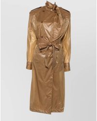 Saint Laurent - Long Belted Trench Coat Buttoned Cuffs - Lyst