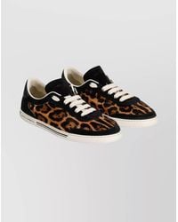 Dolce & Gabbana - Leopard-Print Calf Hair Leather Low-Top Sneakers - Lyst