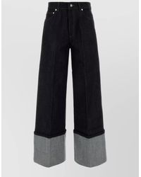 Givenchy - Wide Leg Denim Trousers Contrast Cuffs - Lyst