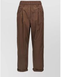 Brunello Cucinelli - Cotton High-Rise Tapered Trousers - Lyst