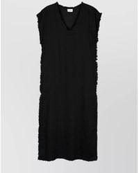 P.A.R.O.S.H. - Frayed Edges Linen Midi Dress - Lyst