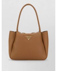Prada - Small Leather Tote Bag Top Handles - Lyst