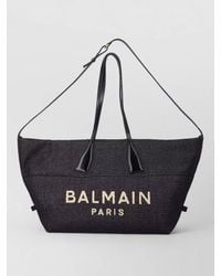 Balmain - Track Medium Raffia Tote Bag - Lyst