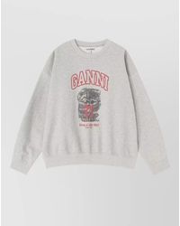 Ganni - Knit Sweater Graphic Print Long Sleeves - Lyst