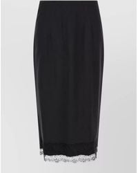 Ermanno Scervino - Silk High-Rise Asymmetric Lace-Trim Midi Pencil Skirt - Lyst