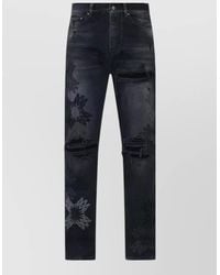 Amiri - Straight Leg Floral Pattern Denim Jeans - Lyst